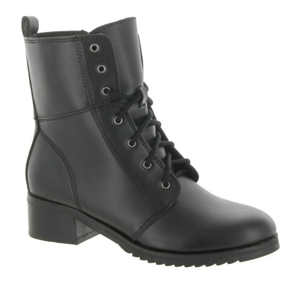 Aqua College by Blondo Womens Size 6.5 Black Leather Combat Moto Boots Shoes
